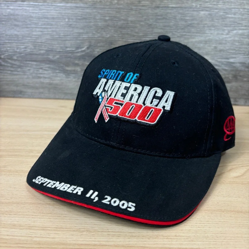 Spirit of America 500 Hat‎ Cap Strap Back Black Racing One Size Adjustable